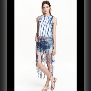 H&M Divided Tye Dye Long Fringe Tank Top. Size XS